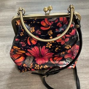 Black Floral print shoulder bag